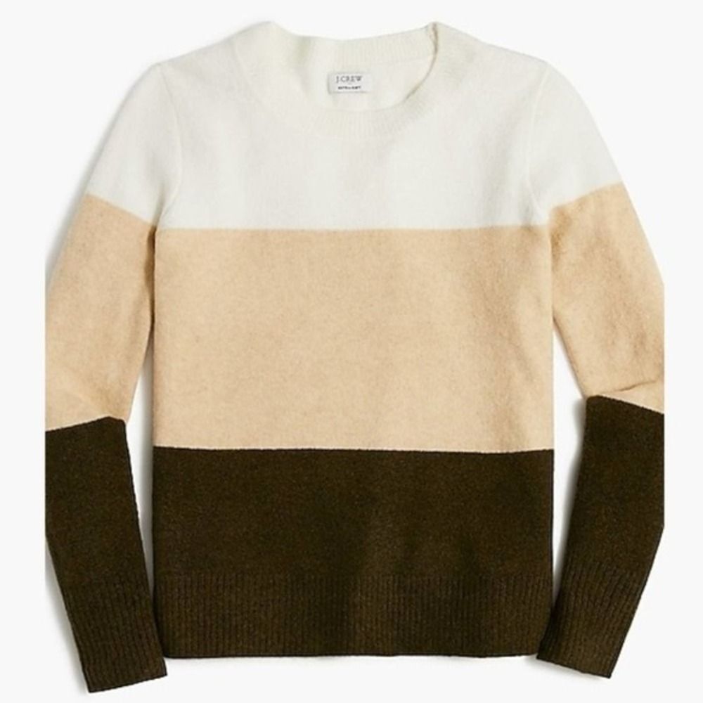 J Crew Women's Sweater Extra Soft Yarn Colorblock Crewneck XL